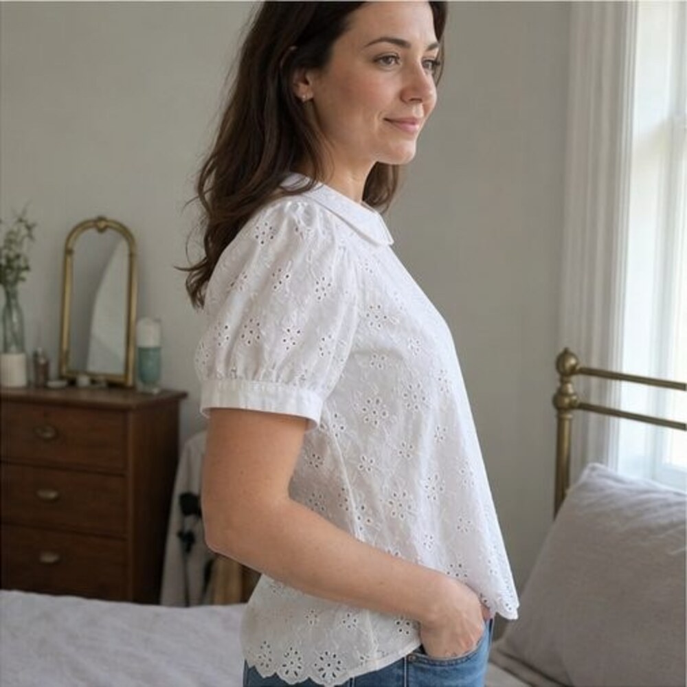 Navy Ruffle Blouse - Picture 3 of 6